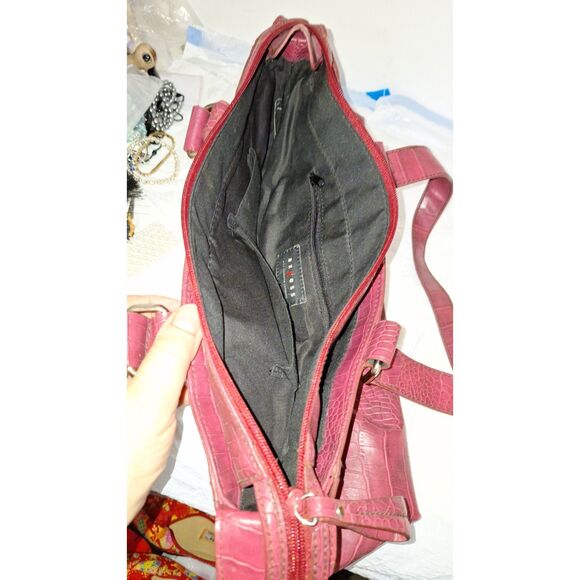 Axcess Red Faux Alligator Women's Purse Shoulderbag Satchel Fashionable - Picture 5 of 9